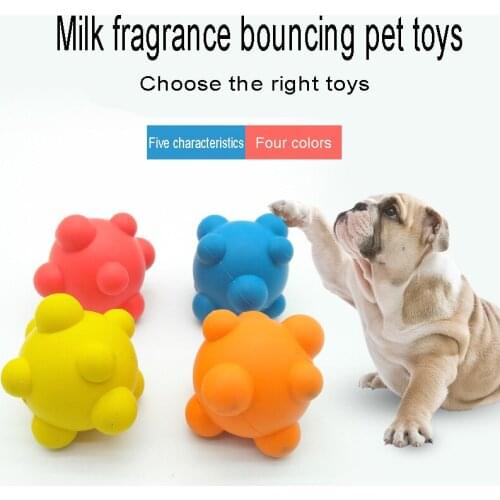 Pet Supplies Dog Toys Anti Bite Training Supplies Tease Dog Irregular Bounce Ball Milk Fragrance Rubber Molar Ball