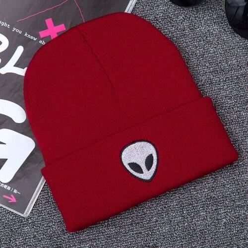 Personality alien embroidery street skull knitted hat outdoor autumn and winter ghost head warm woolen hat