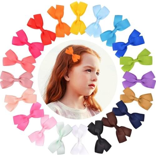 2Pcs/lot Grosgrain Ribbon Hair Bows With Clips For Cute Baby Girls Colorful Hair Clips Hairpins Barrettes Kids Hair Accessories