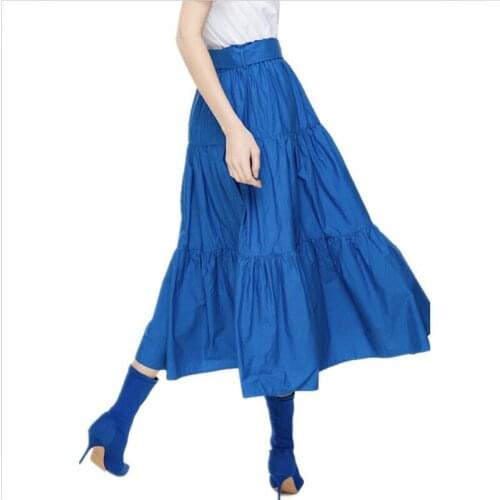 11 Color Women Solid Cotton Long Skirts Street Wear Wide Belt A-Line Maxi Skirts Plus Size Summer Autumn Skirts 6XL 7XL