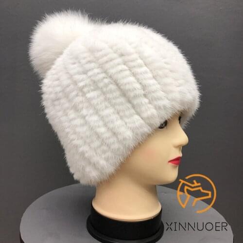 Natural Mink Woven Hat Winter Ladies Warm Outdoor Leisure Business Luxury Authentic Princess Hat New 2021