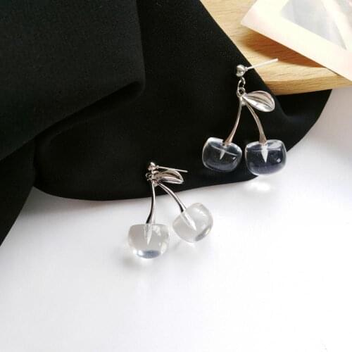 1 Pair of Cute Transparent Cherry Fruit Earrings for Girls As A Gift, Simple Pendant Earrings, Female Fashion Accessories
