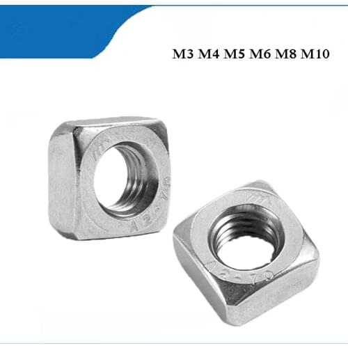 50Pcs 20Pcs 10Pcs DIN557 GB39 304 Stainless Steel Nuts Square Nut Square Screw Cap M10 M8 M3 M4 M5 M6