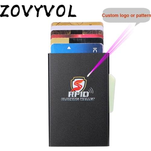 ZOVYVOL Aluminum Wallet With Back Pocket ID Card Holder RFID Blocking Mini Slim Metal Wallet Automatic Pop up Credit Card Coin P