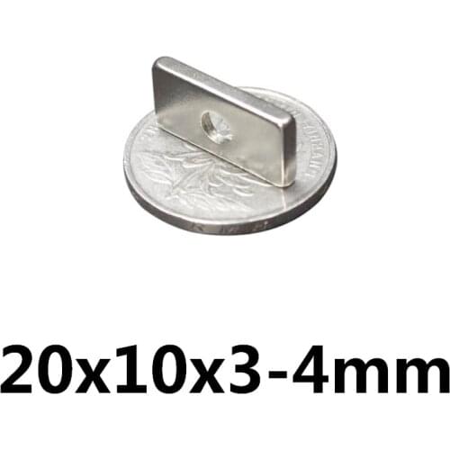 20/50/100/200Pcs 20x10x3-4 Block Powerful Magnet 4mm hole Bulk Sheet Magnet 20*10*3mm-4mm Strong Permanent NdFeB Magnets