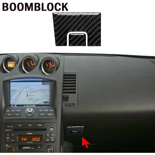 BOOMBLOCK Car Copilot Storage Box Handle Panel Trim Cover Carbon Fiber Sticker Interior Mouldings For Nissan 350Z 2006 2007-2009
