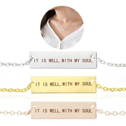 It Is Well with My Soul Necklace Bible Verse Engraved Pendant Chain Necklace Scripture Jewelry Christian Choir Gifts