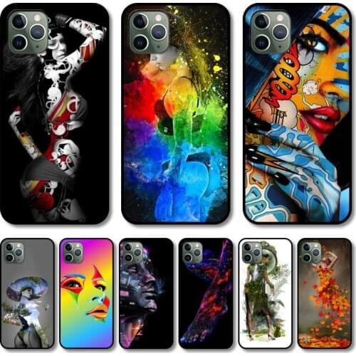 Sexy girl Phone Case cover For iphone 12 pro max 11 8 7 6 s XR PLUS X XS SE 2020 mini black cell shell