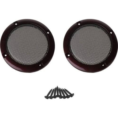 2pcs ABS Red 3" Speaker Decorative Circle with Black Protective Grille Mesh DIY 32CB