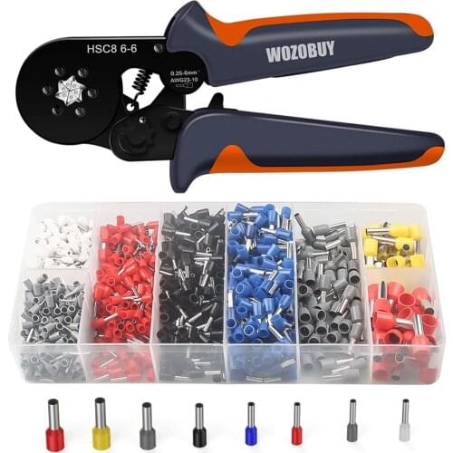 Ferrule Crimping Tool,Self-adjustable Ratchet Wire Crimping Kit,With 400/800/1200/1800/1900pcs Wire Terminals Crimper Plier Set