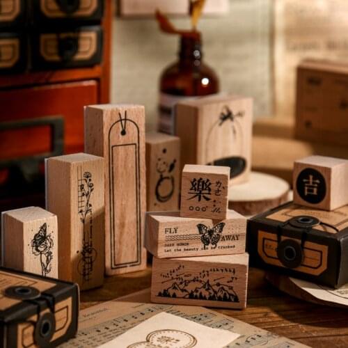 Mushroom Note Butterfly Background Wooden Rubber Stamps Set For Scrapbooking Handmade Card Diy Stamp Photo Album Craft