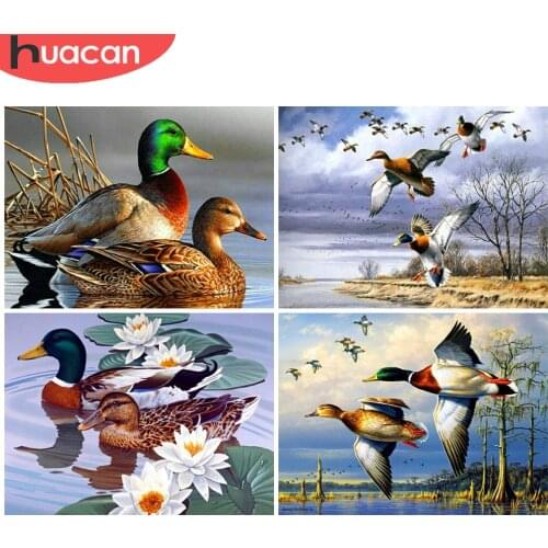 HUACAN 5D Diamond Painting Duck Animal Full Drill Mosaic Handmade Diamond Art Embroidery Decorations For Home