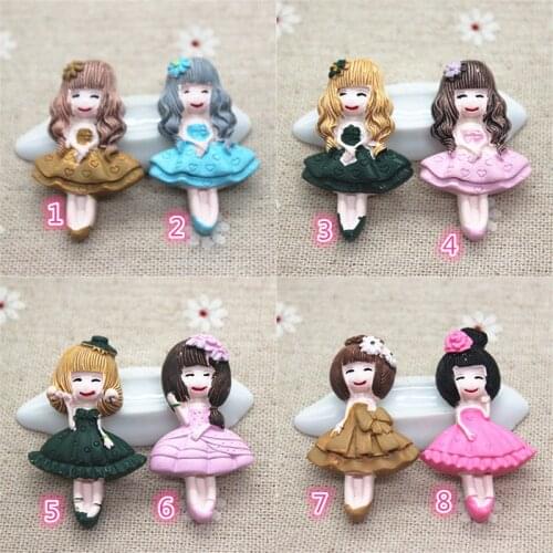 5pcs Kawaii Cartoon Little Girl Resin Miniature Art Supply Flatback Cabochon DIY Decorative Craft Scrapbooking,about 25*40mm