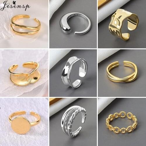 2021 Fashion Simple Design Anillos Vintage Gold Silver Color Irregular Round Wave Adjustable Rings for Women Korean Jewelry Gift