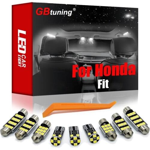GBtuning Canbus LED Interior Light Kit 10PCS For Honda Fit I II III IV 1 2 3 4 (2001-2020 2021) Vehicle Indoor Lamp Accessories