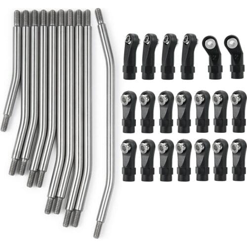 Stainless Steel Steering Rod Link Linkage Set 313mm Wheelbase Shock Absorber For 1:10 SCX10 II 90046 RC Crawler Car Upgrade Part