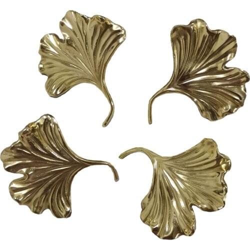 Brass Kinds of Ginkgo Leaf Knobs Wardrobe Shoe Cabinet Door Knob Drawer Pull Forged Gingko Leaf Decor Furniture Cupboard Handles