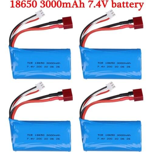 1-5pcs 2S 7.4V lipo Battery for Q46 Wltoys 10428 /12428/12423 RC Car Spare Parts Accessories 7.4V 3000MAH 18650 T Plug battery