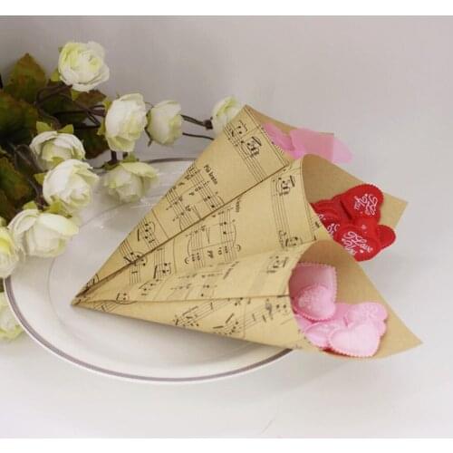 MagiDeal 50Pcs Wedding Confetti Paper Cones Bouquet Candy Sweet Flower Packing Vintage sweet Dried Flower DIY Crafts Favors