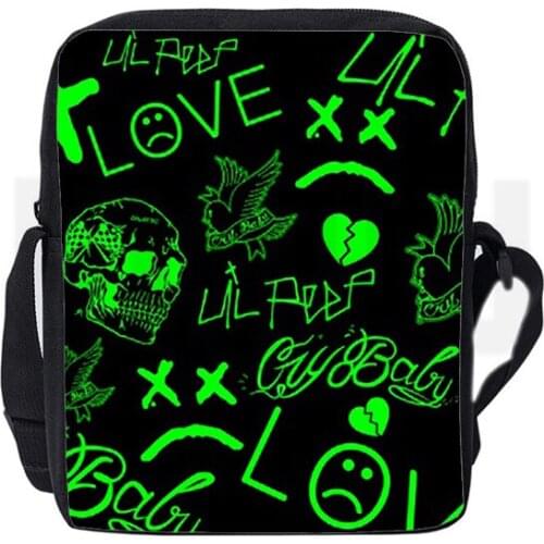 Lil Peep Pattern Printing Fashion Diagonal Shoulder Bag Women Handbag Girl Messenger Bag Casual Cool Pattern Female Harajuku Bag