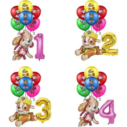 Paw patrol Cartoons Toy balloon lovely Rubble Skye Aluminum film digital balloon boy girl Childrens birthday party decoration