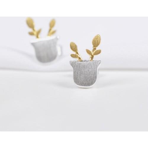 Real 925 Sterling Silver potted Earrings for Women Girls Gift Hot Fashion sterling-silver-jewelry Women Earrings