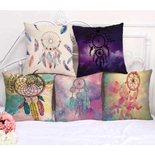 Dreamcatcher Cushion Cover Cotton and Linen Creative Dreamcatcher Cushion Cover For Soft Pillowcase Home Decorative Pillow Cases