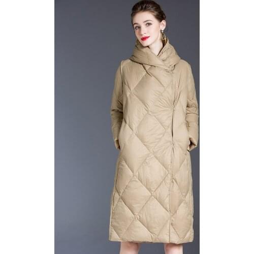 2021 New Winter Womens Jacket Long Warm Down Jacket Hood Cold Warm 90% White Down Coat Windproof Parkas Winter Waterproof Parka