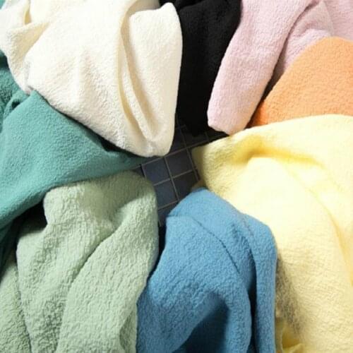 New Korean Style Bubble Crepe Chiffon Fabric Retro Solid Dress Short Women Dress Garment Material