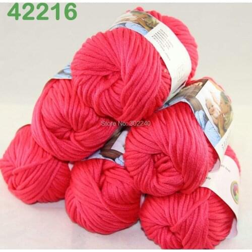 LOT of 6 Balls X 50g Special Thick Worsted Cotton Knitting Yarn Deep Coral 2216