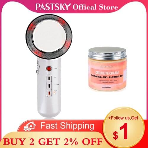 PASTSKY 3 in 1 EMS Ultrasound Cavitation Body Slimming Device + 200g Slim Cream Anti Cellulite Massager Fat Burning Weight Loss