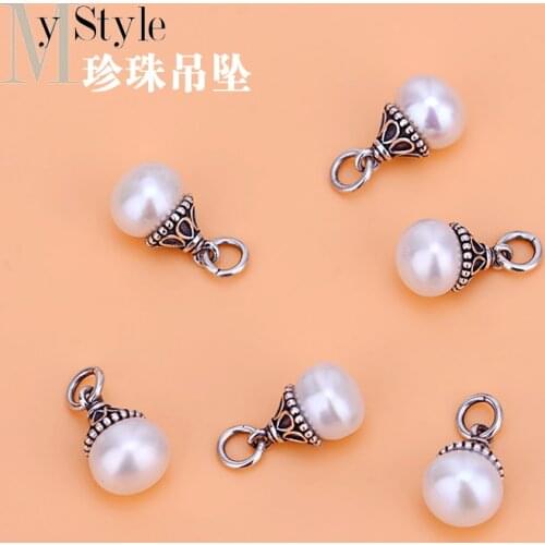 S925 sterling silver pendant accessories Vintage pearl pendant Hand Beaded material bracelet pendant accessories