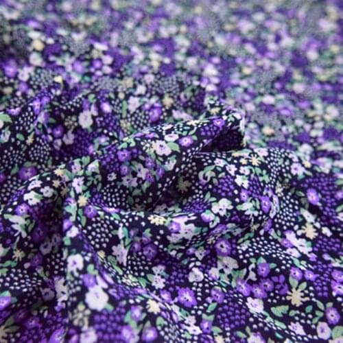 Half Meter Spring Summer New Design Purple Little Flower Chiffon Fabric For Dress Shirt Ladys Garment Material T1583
