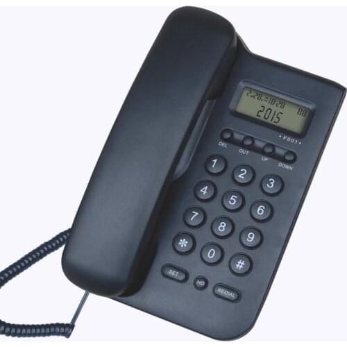 Corded Telephone Desktop Wall Hanging Landline Telephone with Caller ID, Adjustable Display Brightness, for Home Office, Black