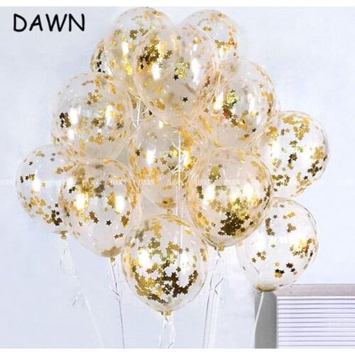 10pcs Clear Balloons Gold Star Foil Confetti Transparent Balloons Happy Birthday Baby Shower Wedding Party Decorations