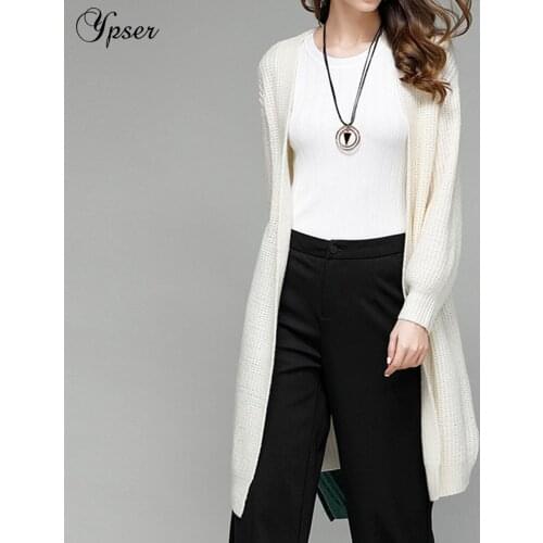 Ypser 2018 New Women Simple Knitted Long Cardigan Casual Sweater Autumn Winter Long Sleeve Elegant Coat