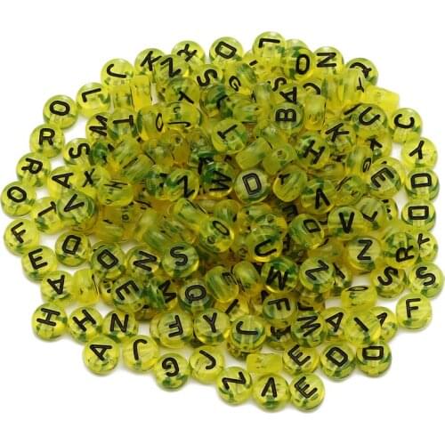 Yellow Mix Round Acrylic Letter Beads 4x7mm Transparent Loose Spacer Beads For Jewelry Making Diy Necklace Bracelet Accessories