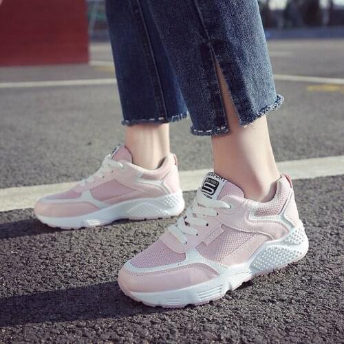 2019 Women Sneakers Sport Shoes Women Running Shoes Breathable Mesh Leather Walking Fitness Run Ladies Shoes zapatos de mujer