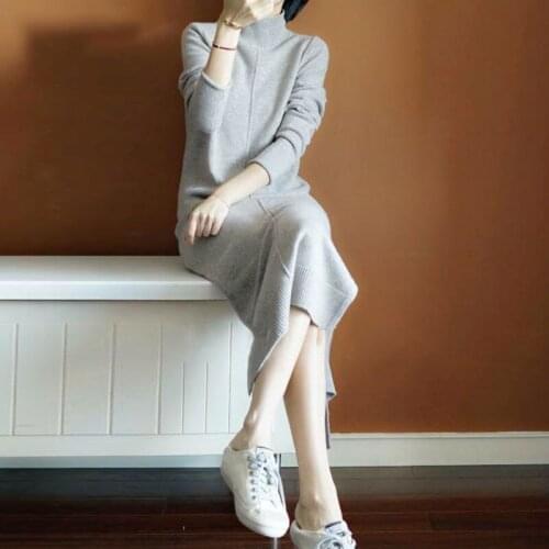 Woman Sweaters Pullover Autumn and Winter Pullover Sweater Womens Loose Sweater Long below the Knee Dress Femme Chandails