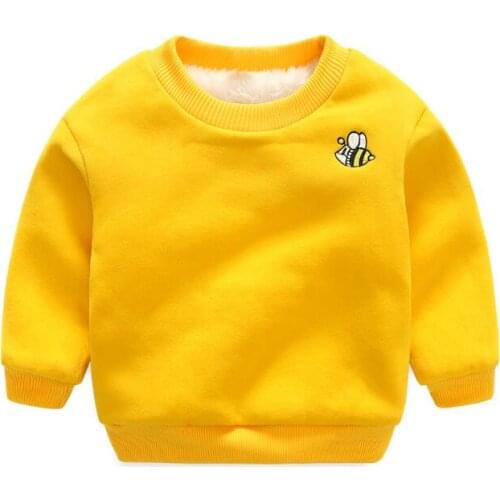 2020 Winter Kids Plus velvet T shirt Thick cotton Fashion Boy girl Warm Cashmere Embroidery sweatshirts clothing toddler clothes