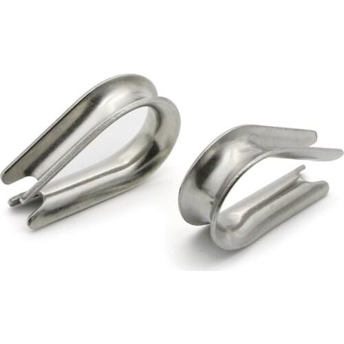 10pcs Wire Rope Protection Ring Rigging Fasteners Anchor Line Thimbles Silver Ring Clamp Winch Wire Loop 304 Stainless Steel