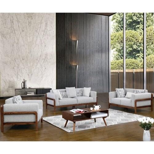 1801B61 Europe style sectional fabric soft comfortable Modern living room solid wood sofa set livingroom furniture