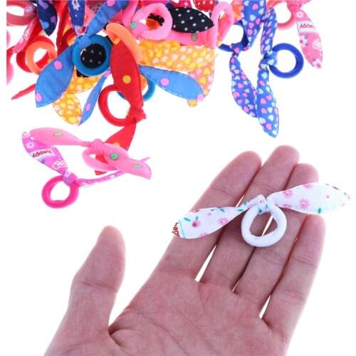 20pcs/lot Rabbit ears Hair band Children kids Hair Accessories Scrunchies Elastic Hair Band for women girl rubber band happy