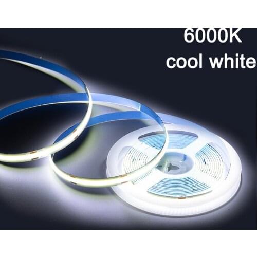 5M Super Bright COB LED Strip DC 12V 24V 320 384led/m 8mm Flexible Tape Lights for Home TV Backlight Living Room Lamp Decoration