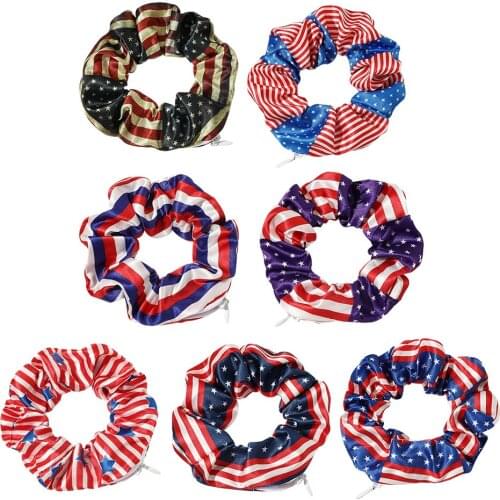 7 pcs Hair Scrunchies American Flag Elastic Hair Bands Hair Ties Ropes for Women