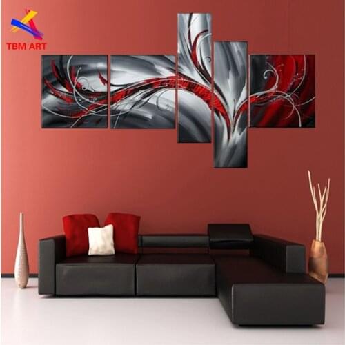 Grey and Red Color Pic Abstract Canvas Painting Large Handmade Modern Canvas Oil Painting Wall Art Gift Home Decoration JYJ005