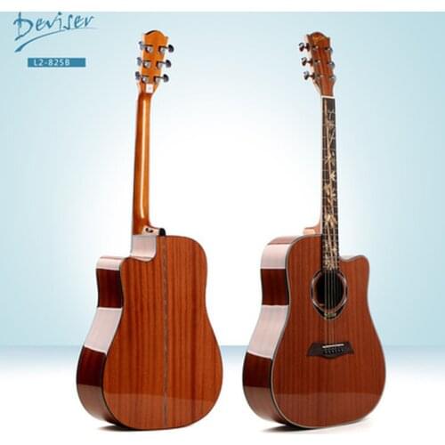 Guitar Acoustic Electric All Sapele Steel-String 41 Inches D-Body Guitarra 6 Strings Folk Pop Cutaway Install Pickup High Gloss