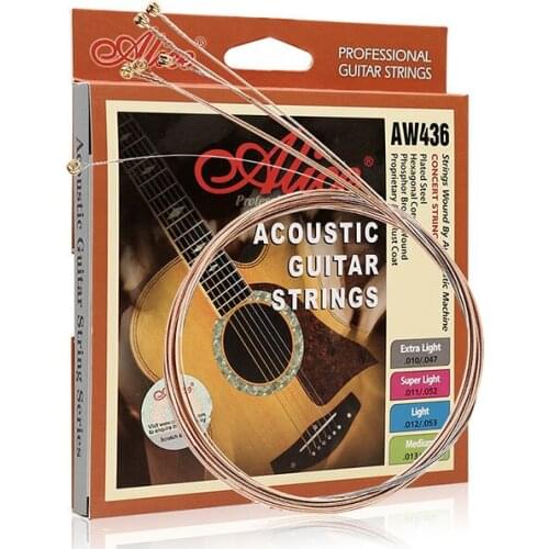 Alice AW436 Hexagonal Core Phosphor Bronze Acoustic Guitar Strings 013-056, Single String also Available