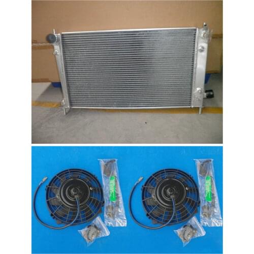 Aluminum universal radiator & fans For Saab 9-5 2.0L/2.3L B205/B235 16V Turbo Auto 1997-2010