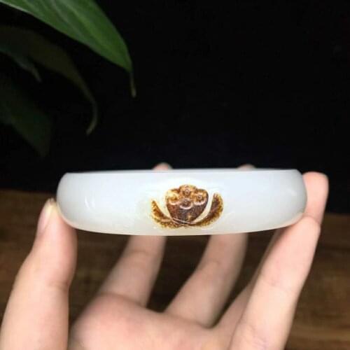 H30#Hetian jade white jade bracelet, fine jade, compact structure